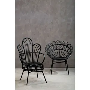 Interiors by Premier Java Black Rattan Scalloped Back Chair