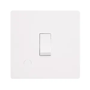 White Metal Screwless Plate 1 Gang 20A   DP Switch With Flex - White Trim - SE Home