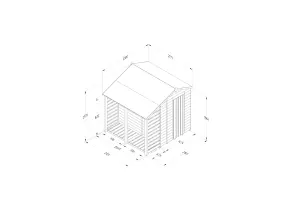 4LIFE Apex Shed 5x7 - Single Door - 2 Windows -  With Lean-To