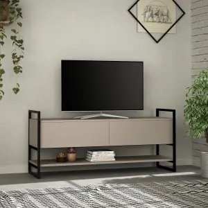 Decortie Metola Modern TV Unit Multimedia Centre Mocha Grey with Storage TV Cabinet 130cm