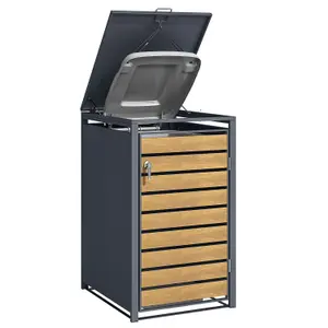 Phoenix GB1168AWK Wood Effect Single Wheelie Bin Store / Bin Storage