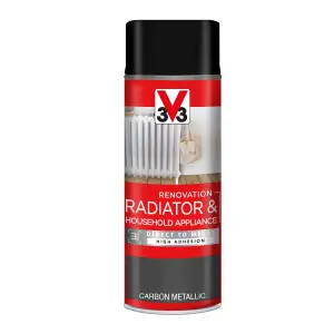 V33 Renovation Carbon Metallic Satinwood Radiator & appliance paint, 400ml Spray can