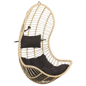 Hanging Chair with Stand PINETO PE Rattan Natural