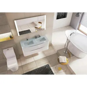 Stanhope 1200mm Double Bathroom Vanity with Integrated Glass Basin White