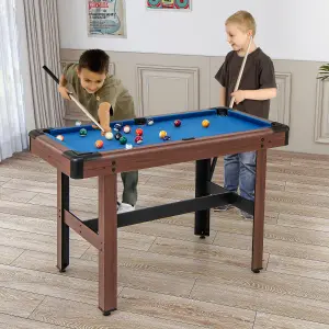 COSTWAY Pool Table for Kids & Adults Wooden Billiard Game Table w/ Full Set of Balls