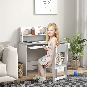 ZONEKIZ Kids Desk and Chair Set with Storage, for Ages 5-8 Years