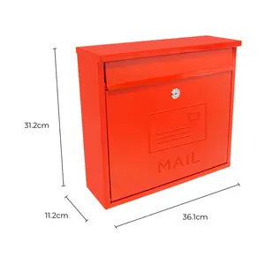 Elegance Locking Wall Mounted Letter Box Red