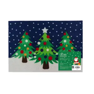 JVL Christmas Machine Washable Door Mat - 40x57cm - Trees