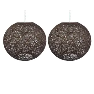 First Choice Lighting Set of 2 Abaca Brown 10" Globe Ceiling Light Shades