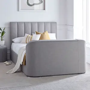 Lucille Upholstered TV Bed Mid Grey - King Bed Frame Only