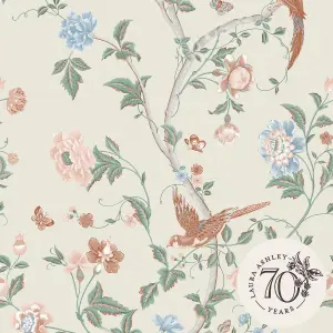 Laura Ashley Summer Palace Green & Orange Trail Smooth Wallpaper