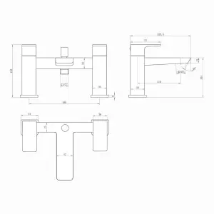 ENKI Mykonos Gunmetal Grey Contemporary Brass Bath Shower Mixer Tap BT1308