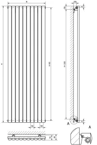 Ximax Champion DES RAD WS 1800X526MM White rustic Vertical Designer 3516BTU Radiator, (W)526mm x (H)1800mm