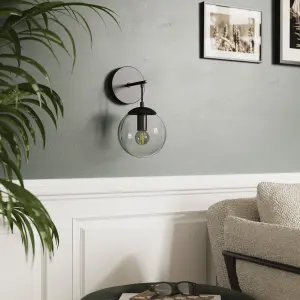 GoodHome Dacite Ball Matt Black Paint effect Wired LED Wall light