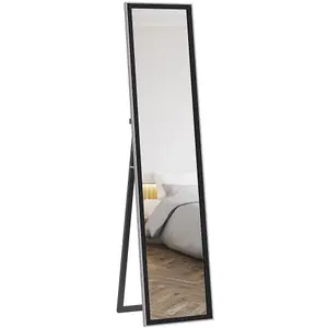 HOMCOM Floor Mirror Wall Mounted Leaning Standing Mirror 37 x 157cm Black