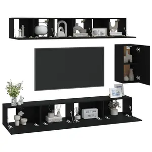 Berkfield 6 Piece TV Cabinet Set Black Engineered Wood