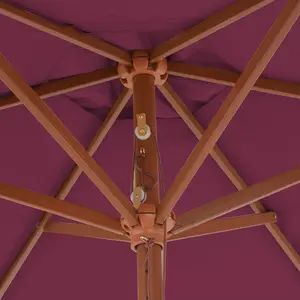 Berkfield Outdoor Parasol with Wooden Pole 270 cm Bordeaux Red