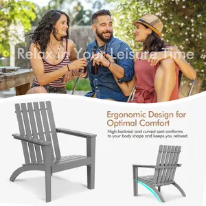 Costway Solid Acacia Wood Adirondack Chair Outdoor Patio Chair Lawn Chair