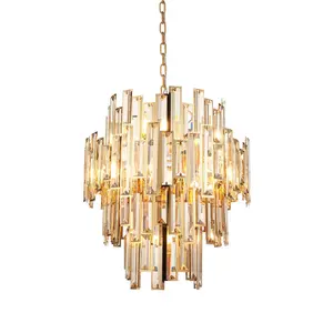 Luminosa Latina Single Pendant Ceiling Lamp, Gold Effect Plate, Champagne Crystal