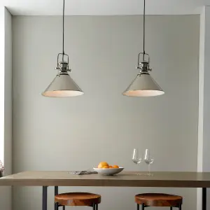 Anson Lighting Arizona Pendant light finished in Bright nickel plate and gloss white