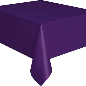 Unique Party Reusable Rectangular Plastic Tablecover (19 Colours) Deep Purple (One Size)