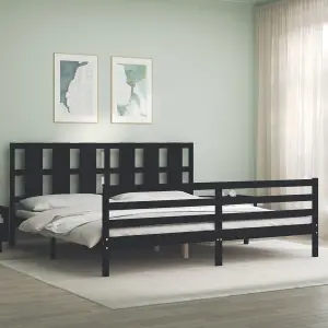 Berkfield Bed Frame with Headboard Black 200x200 cm Solid Wood