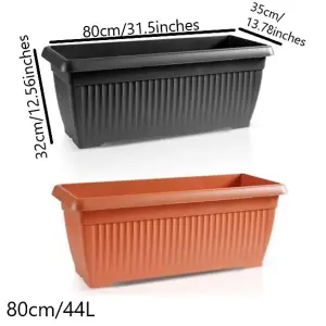 Balcony box Trough Plant Pot Plastic Bel Garden Patio Planter Anthracite 80cm