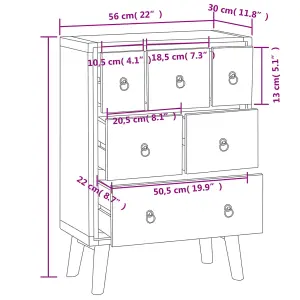 vidaXL Chest of Drawers 56x30x80 cm Solid Wood Teak