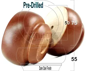 Wooden Leg Sofa Feet 55mm High Dark Oak Set of 4 Replacement Turned Bun Feet Pre Drilled PKC903