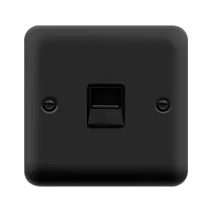 Curved Matt Black Secondary Telephone Single Socket - Black Trim - SE Home