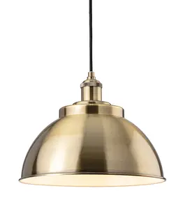 Luminosa Genoa Industrial Dome Pendant Light Antique Brass