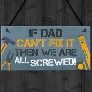 Red Ocean Dad Fix It Man Cave Sign Garage Shed Door Wall Plaque Birthday Xmas Gifts For Dad Daddy