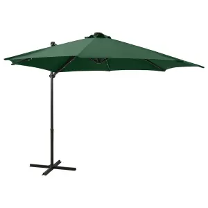 Berkfield Cantilever Umbrella with Pole and LED Lights Green 300 cm