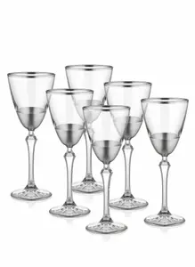 Rozi Glam Collection Wine Glasses, Set of 6 - Silver