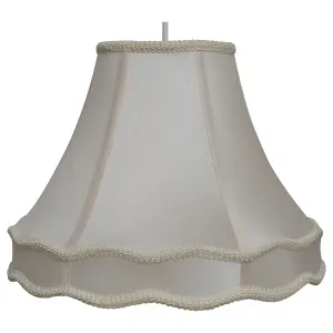 Rope Trim Lightshade with Double Scallop 14 Inch in Ivory Cream Finish