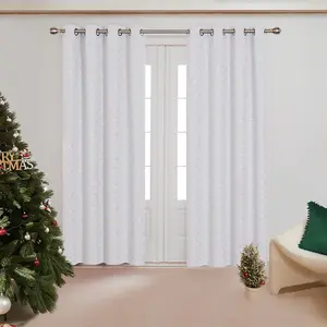 Deconovo Thermal Blackout Curtains, Gold Diamond Printed Eyelet Curtains for Living Room, 66 x 90 Inch, Silver Grey, One Pair