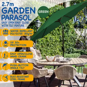 SUNMER 2.7M Parasol with Crank Mechanism - Green