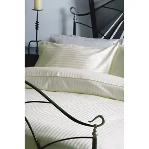 Plain Dye 540 TC Egyptian-Quality Cotton Satin Striped Duvet Cover Set with Pillowcases Ivory / Super King Duvet Cover + 2 Standard Pillowcases