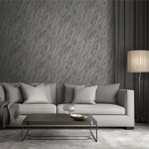 Muriva DARK GREY MARBLE Metallic & glitter effect Patterned WALLPAPER