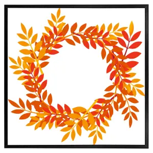 Orange & red autumn leaves (Picutre Frame) / 24x24" / Oak