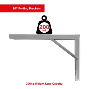 Shelf Depot Heavy Duty Folding Brackets Silver Zinc Plated (H)400mm (D)272mm, Pack of 2