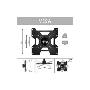 Duronic TVB1135 Full Range TV Bracket, Swivel and Tilt Wall Mount with VESA 600x400 for Flat Screen Television 23-37"