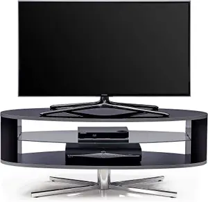 MDA Designs Orbit 1100 Gloss Black TV Stand with Gloss Black Elliptic Sides for Flat Screen TVs up to 55"