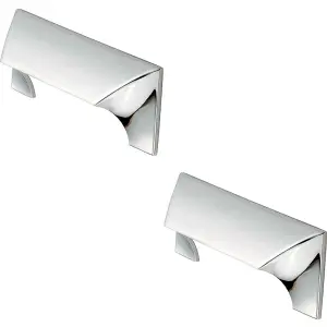 2x Straight Fingertip Cup Pull Handle 120 x 40mm 96mm Fixing Centres Chrome