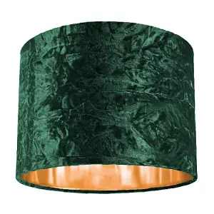 Modern Green Crushed Velvet 10 Table/Pendant Lampshade with Shiny Copper Inner