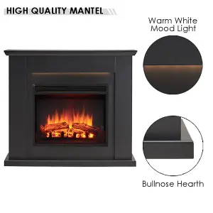 FLAMME Mardella Fireplace with 40" surround with 2kW Fireplace Heater Black Multiple Colours Available