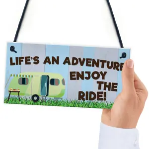 Red Ocean Funny Chic Lifes An Adventure Inspirational Hanging Sign Caravan Camping Holiday Plaque Gift