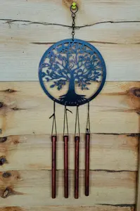 Rustic Tree Of Life Windchime Garden Decoration Bronze Effect 16x45cm