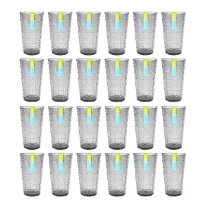 Pack Of 24 Plastic Glitter Tumblers Glasses Reusable Juice Drink Clear Summer