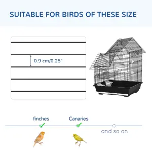 PawHut Metal Bird Cage, With Plastic Perch, Swing Ring, Handle, 39 x 33 x 47cm